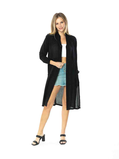 Tianello Sueded CUPRO™   Long "SELENA"  Duster Jacket-Black