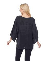 Tianello  Sueded "Cupro" Long Sleeve "Shelly" Blouse