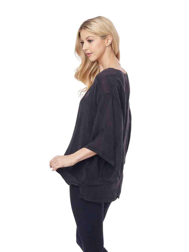 Tianello  Sueded "Cupro" Long Sleeve "Shelly" Blouse