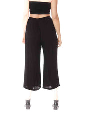 Tianello  "Sueded Cupro" Bemberg "Silver Lame'"  subtle stripe "Flood" Pant-Black