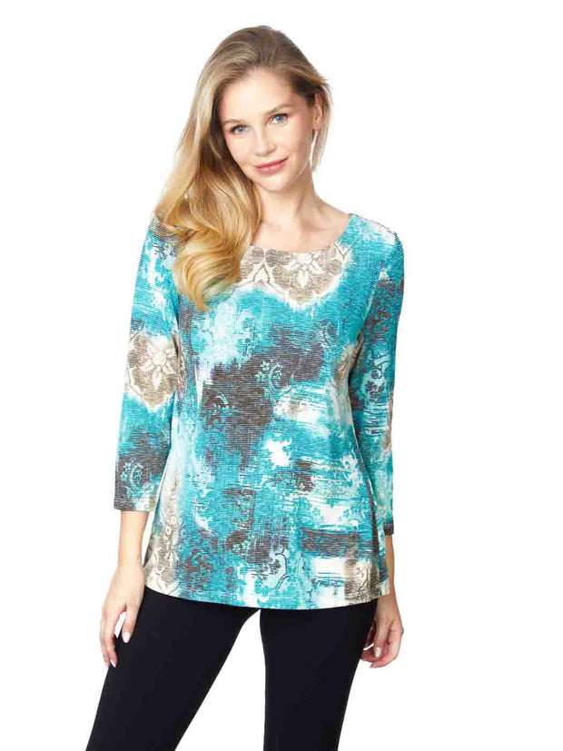 Tianello Print "Indira" Cotton Burnout "Ballet" Tee-Wash
