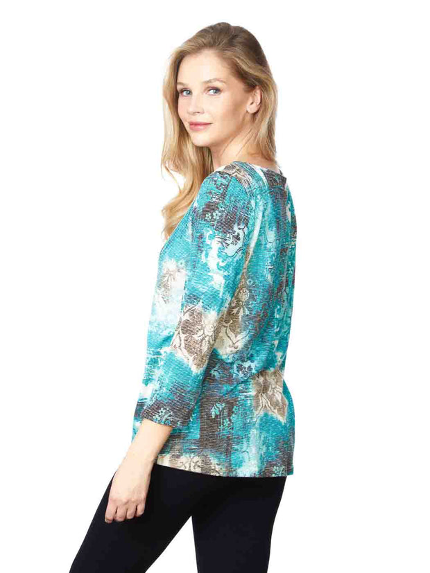 Tianello Print "Indira" Cotton Burnout "Ballet" Tee-Wash