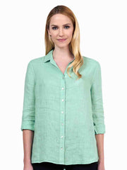 Tianello "Dena" Hanky Linen "Loving" Blouse-Bayne Blue