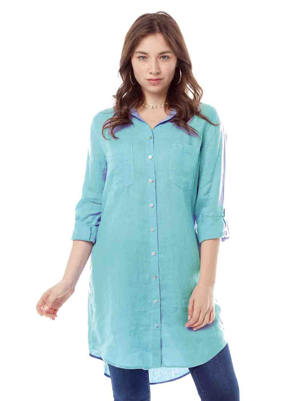 Tianello Linen "Savoir" Shirt Dress - Tianello.com