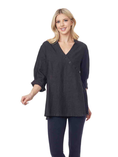 Tianello 100% Linen" Herringbone Jacquard "Diva" Blouse