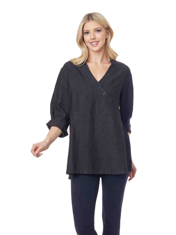Tianello 100% Linen" Herringbone Jacquard "Diva" Blouse
