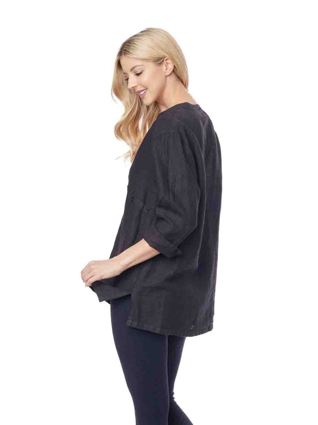 Tianello 100% Linen" Herringbone Jacquard "Diva" Blouse