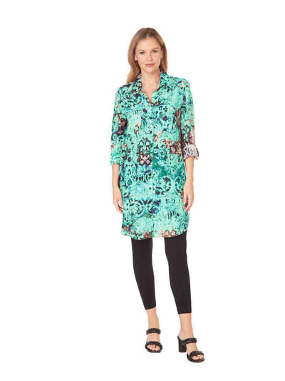 Tianello Print "Bhakti"  Linen "Savoir" Shirt Dress - S