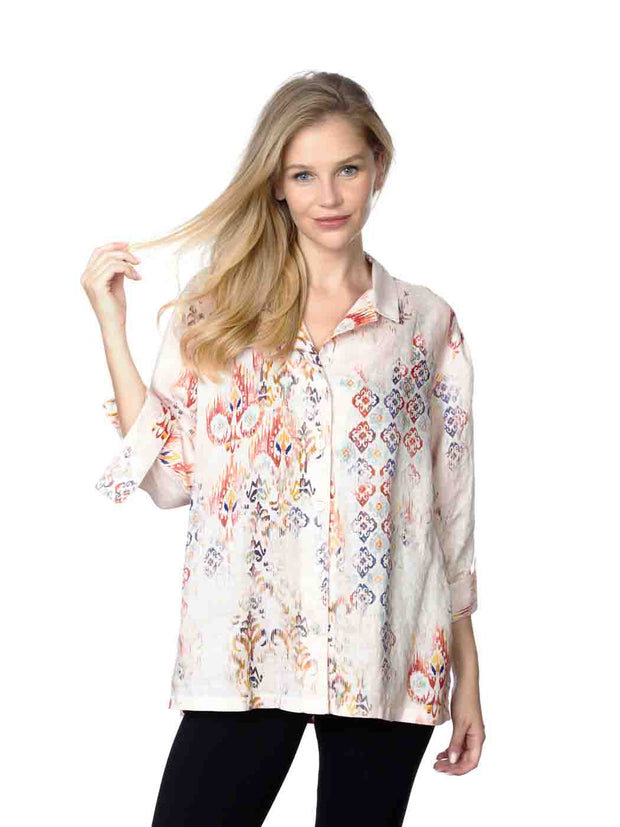 Tianello "Cordoba" Print Hanky Linen "Aida" Blouse-Wash