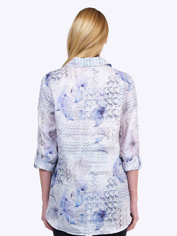 Tianello "Xander" Print  Washable Silk "Loving" Blouse - XL