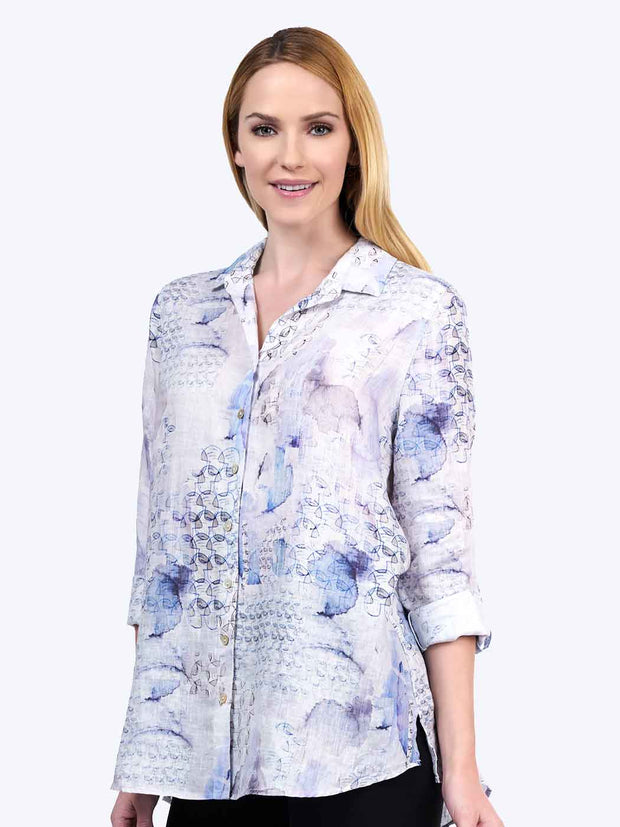 Tianello "Xander" Print  Washable Silk "Loving" Blouse - XL
