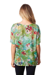 Tianello sued "CUPRO" Short Sleeve "Tess" Blouse