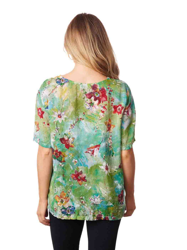 Tianello sued "CUPRO" Short Sleeve "Tess" Blouse