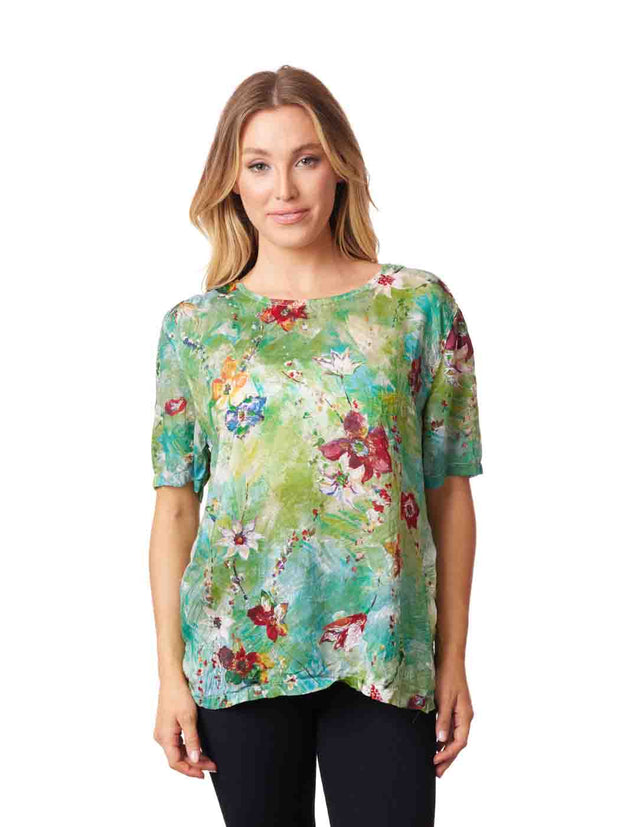 Tianello sued "CUPRO" Short Sleeve "Tess" Blouse