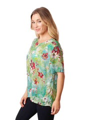 Tianello sued "CUPRO" Short Sleeve "Tess" Blouse
