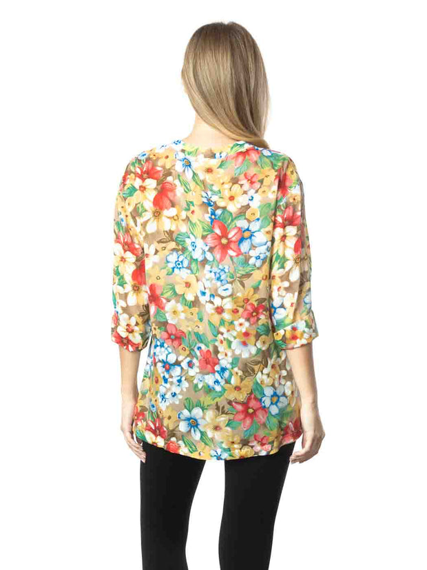 Tianello  "Blue Heaven" Print  Sueded Cupro "Diva' Blouse-Wash