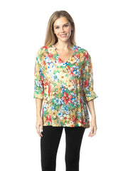 Tianello  "Blue Heaven" Print  Sueded Cupro "Diva' Blouse-Wash