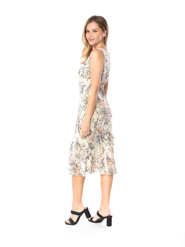 Tianello  "CEZANNE" Print "Sueded" CUPRO  "Iris" Sleeveless Bias Dress-Wash