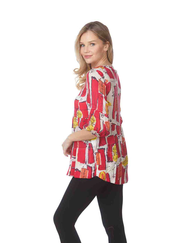 Tianello Print  "Lantern" Sueded CUPRO  "Shelby" Blouse-Wash