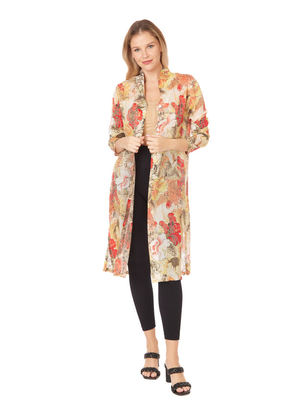 Tianello Sueded CUPRO™  Print "Lotus" Long "SELENA"  Duster Jacket