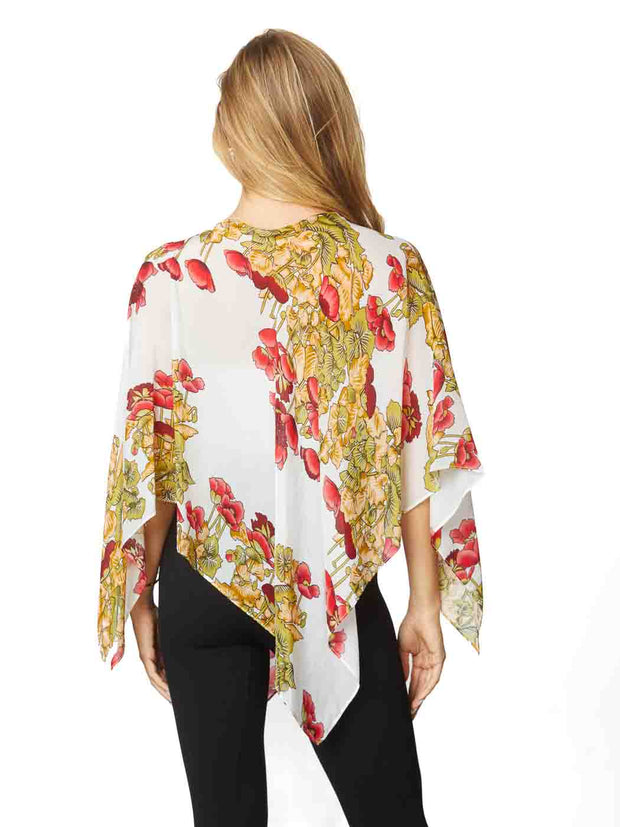 Tianello  "Floral" Print  Sueded Cupro "Kaftan' Coverup-One Size-Wash