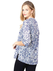 Tianello  "Coventry" Print  Sueded Cupro "Diva' Blouse-Wash