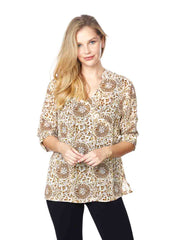 Tianello  "Mirabelle" Print  Sueded Cupro "Diva' Blouse-Wash