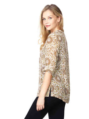 Tianello  "Mirabelle" Print  Sueded Cupro "Diva' Blouse-Wash