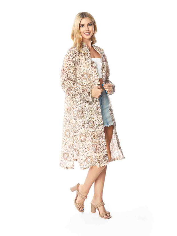 Tianello Sueded CUPRO™  Print "Medallion" Long "SELENA"  Duster Jacket-Wash