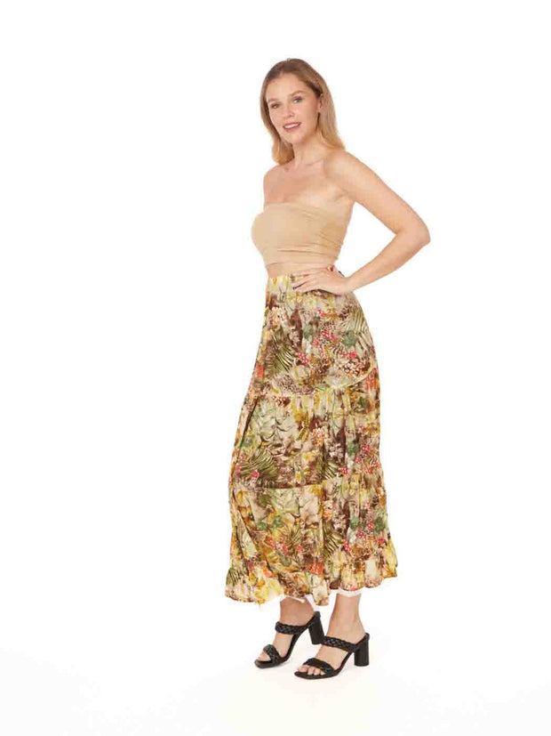 Tianello Georgette Tropical Safari Prairie Skirt