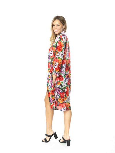 Tianello Sueded CUPRO™  Print "Royal Bouquet" Long "SELENA"  Duster Jacket-Wash