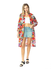 Tianello Sueded CUPRO™  Print "Royal Bouquet" Long "SELENA"  Duster Jacket-Wash