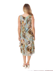 Tianello  "Toruko" Print "Sueded" CUPRO  "Iris" Sleeveless Bias Dress