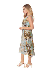 Tianello  "Toruko" Print "Sueded" CUPRO  "Iris" Sleeveless Bias Dress