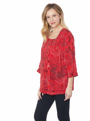 Tianello "Sueded CUPRO" Oversized L.S. "Mackenzie" Blouse-Watermelon