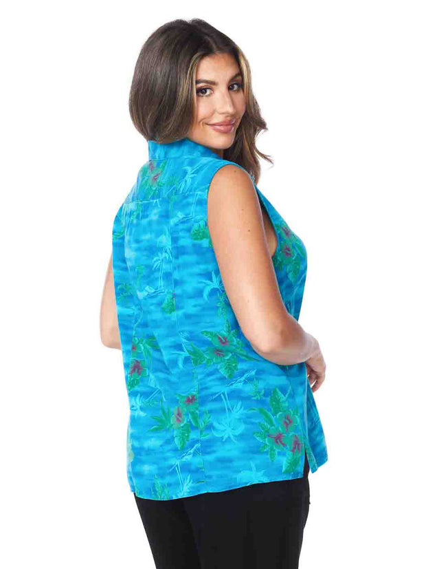 Tianello TENCEL™ "Maui" Printed Sleeve Less "Monica" Blouse-Acapulco
