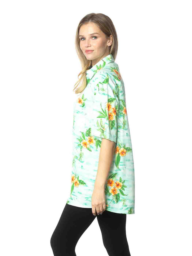 Tianello TENCEL™ Men's \ Womens print "Tahiti Nui" S.S. Camp Shirt - Unisex-Wash