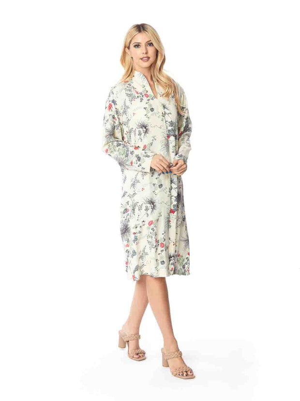 Tianello TENCEL™  Print "Passion Flower" Long "SELENA"  Duster Jacket-Wash