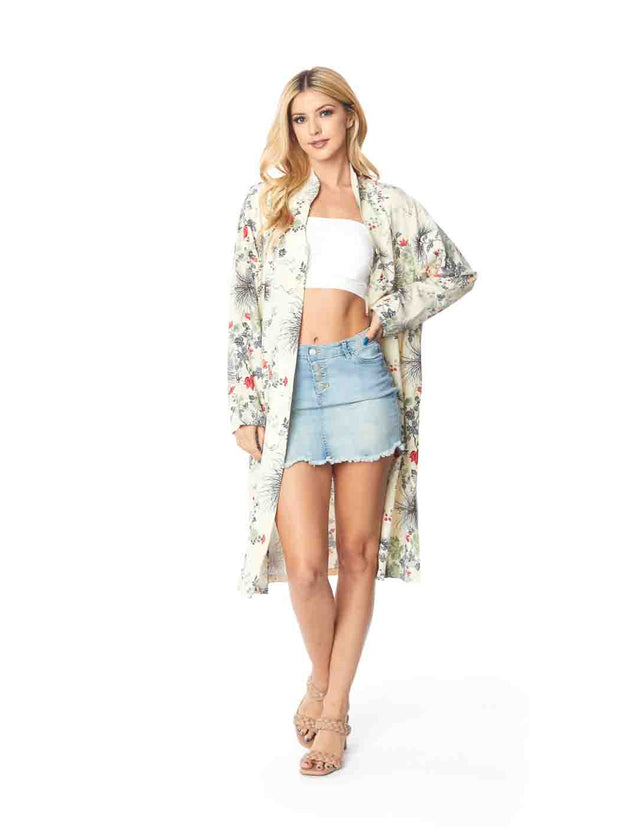 Tianello TENCEL™  Print "Passion Flower" Long "SELENA"  Duster Jacket-Wash