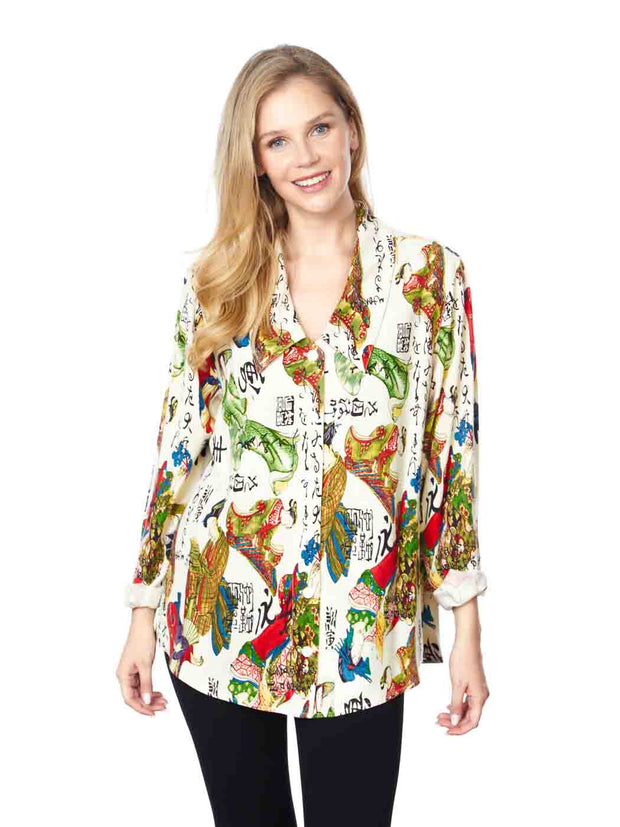 Tianello TENCEL™  "Geisha" Print  "Wendy" Blouse-Wash