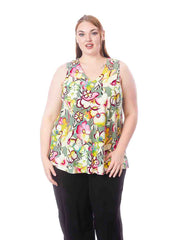 Tianello Plus sized print "Giorgio" TENCEL™ "Erika" Bias Tank-Wash