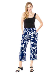 Tianello Print "Indigo Fern" TENCEL™ Flood Pant-Wash