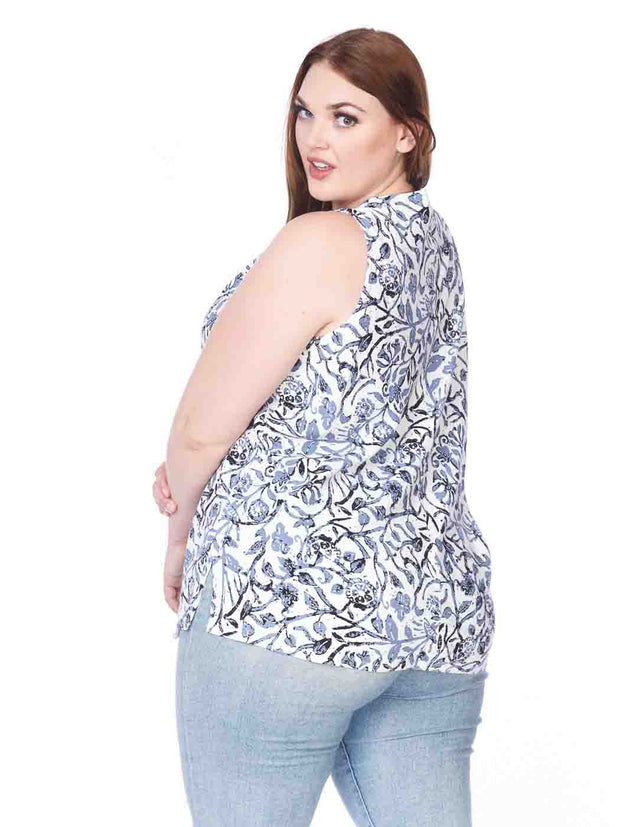 Tianello Plus sized print "FrenchBatik" TENCEL™ "Erika" Bias Tank