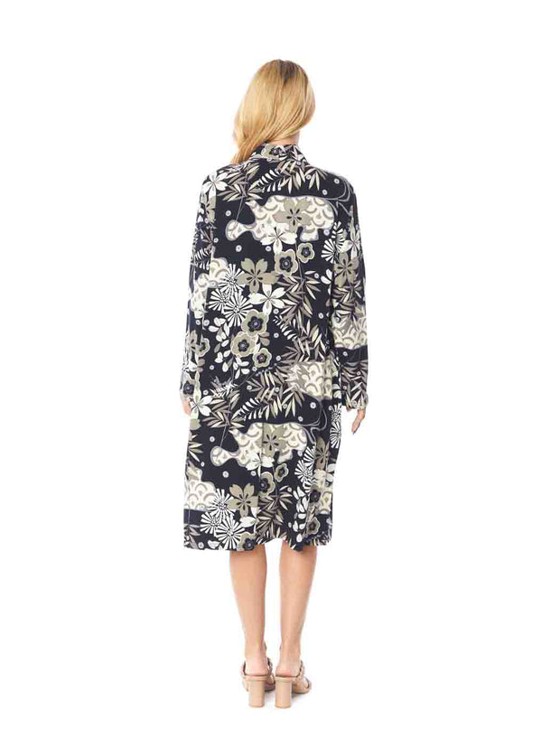 Tianello TENCEL™  Print "Morning Mist" Long "SELENA"  Duster Jacket-Wash