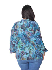 Tianello "Plus Sized" TENCEL™ print "Waikiki "Taipei" Blouse - 2X