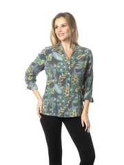 Tianello TENCEL™ "Sea Grass" Print "Suzy" Blouse-Wash