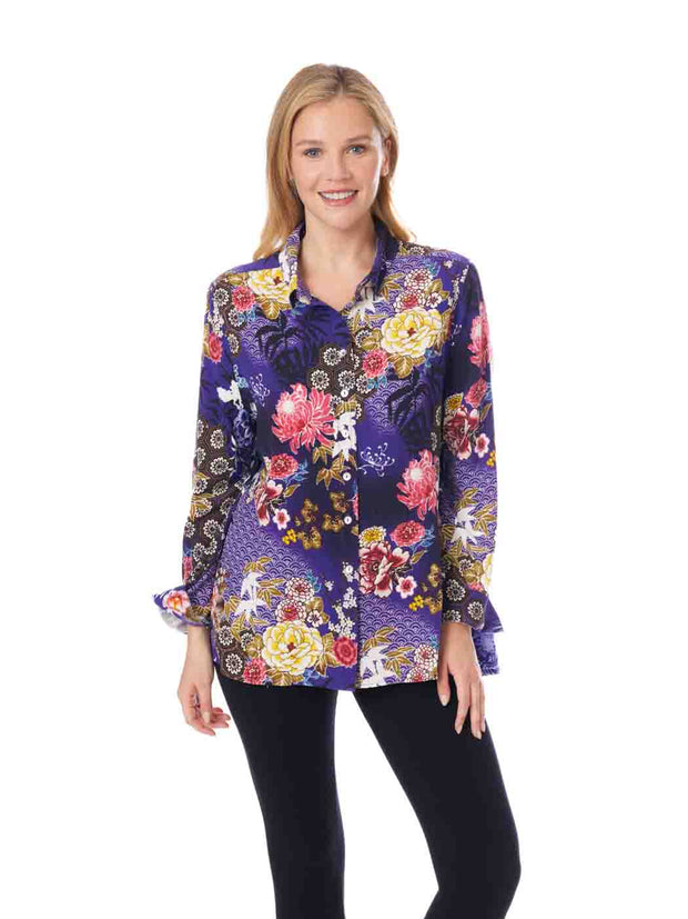 Tianello TENCEL™ Print "Sakora Nights"  Print "Loving" Blouse