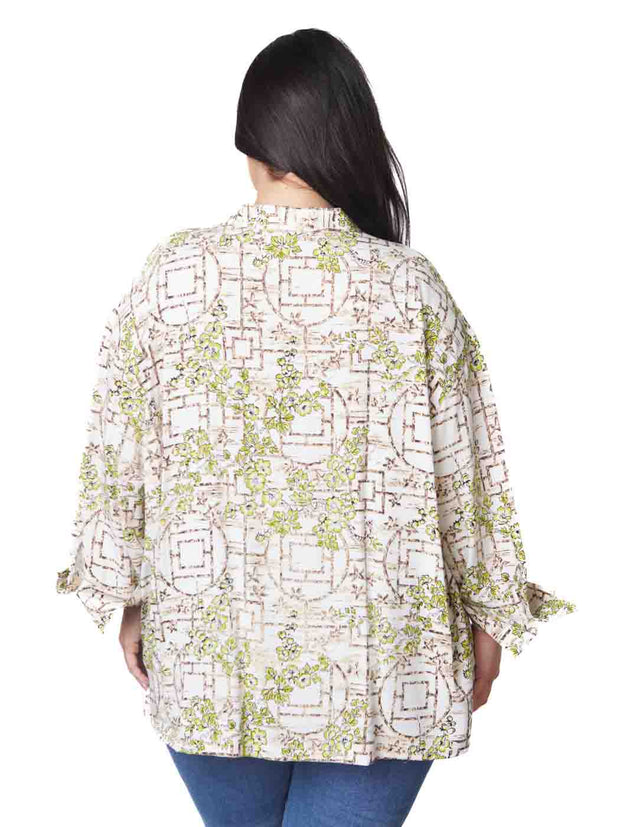 Tianello "Plus Sized" TENCEL™ print "Shoji "Taipei" Blouse