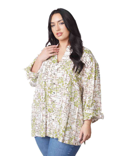 Tianello "Plus Sized" TENCEL™ print "Shoji "Taipei" Blouse
