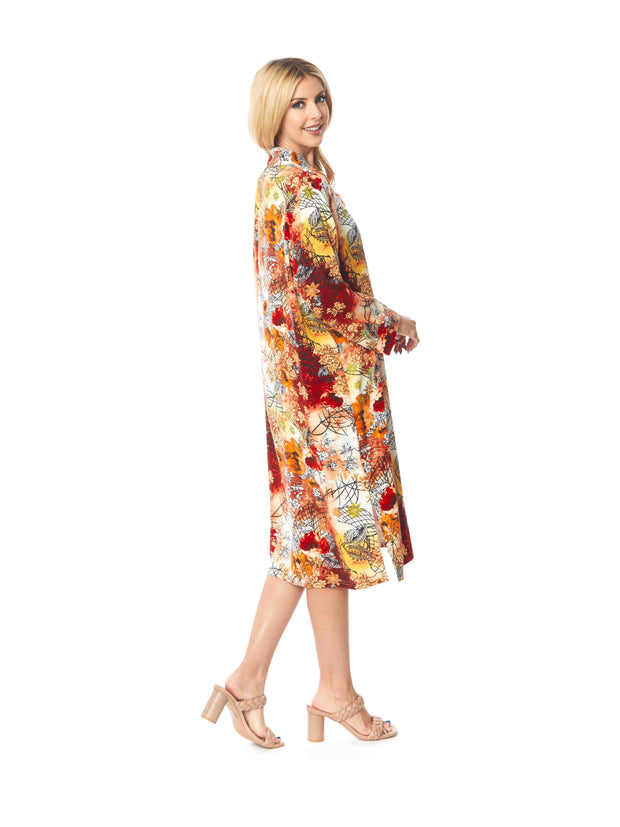 Tianello TENCEL™  print "Autumn Twigs" Long "SELENA"  Duster Jacket-Wash